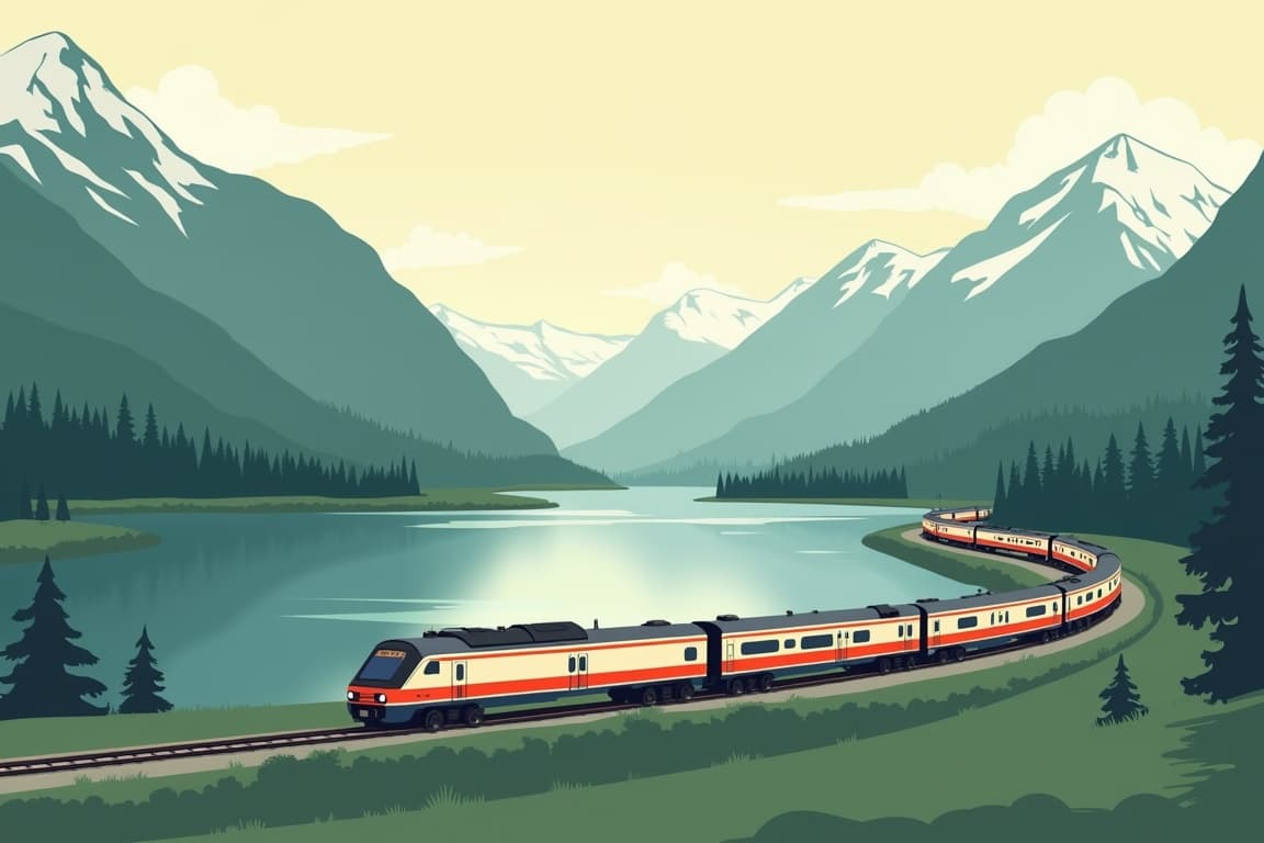 Illustration of Northern Sweden by Rail