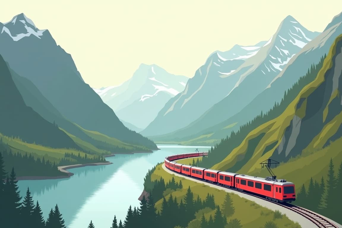 Illustration of Panoramic Swiss Adventure