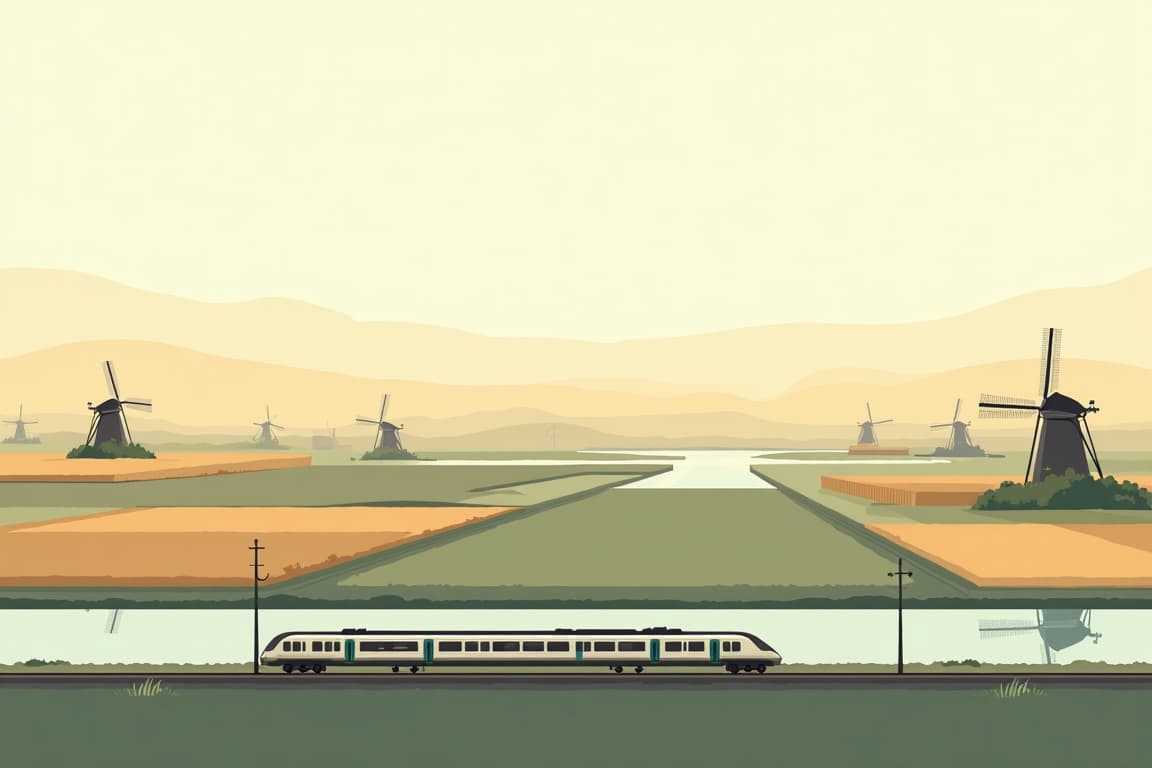 Illustration of Paris and Amsterdam from Munich