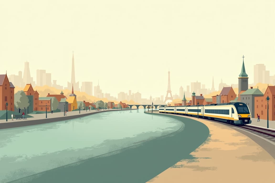 Illustration of Paris and London from Amsterdam