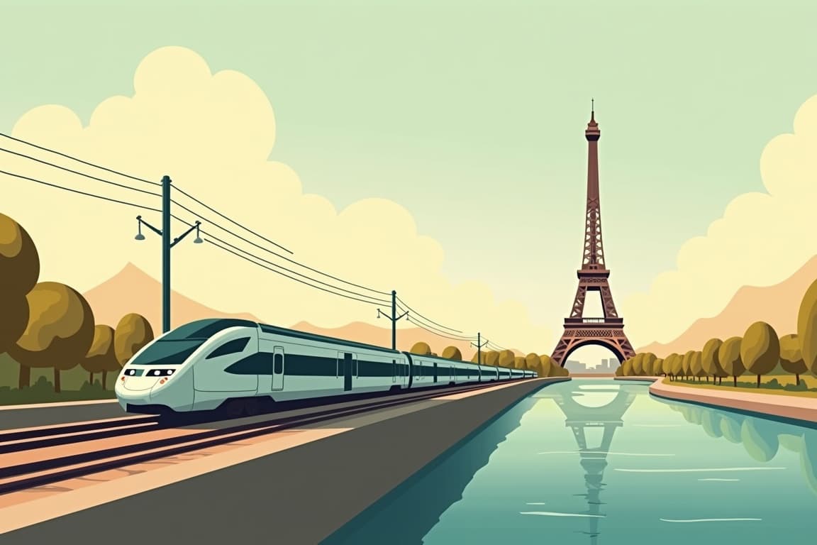 Illustration of Paris and London from Barcelona