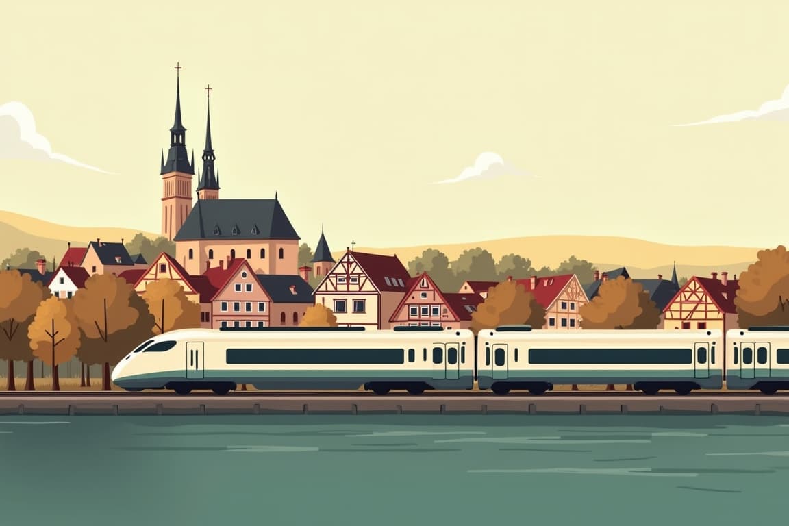 Illustration of Paris and Munich to Nuremberg