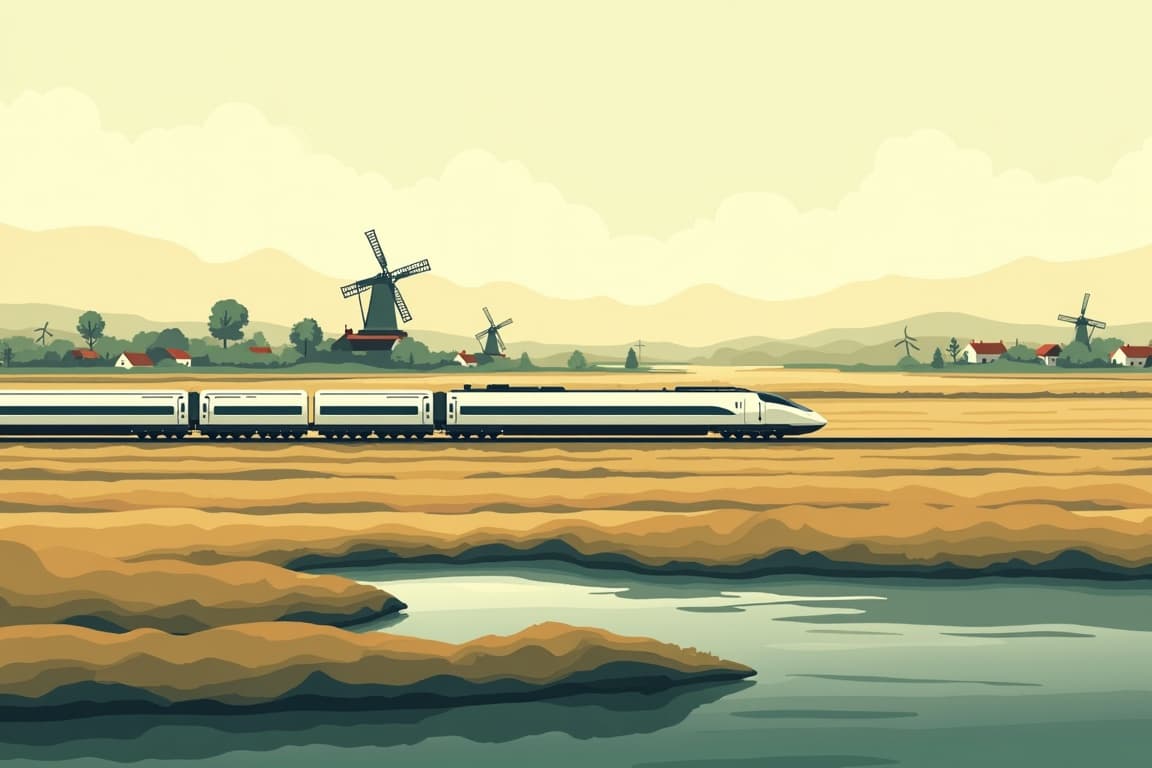 Illustration of Paris from Amsterdam