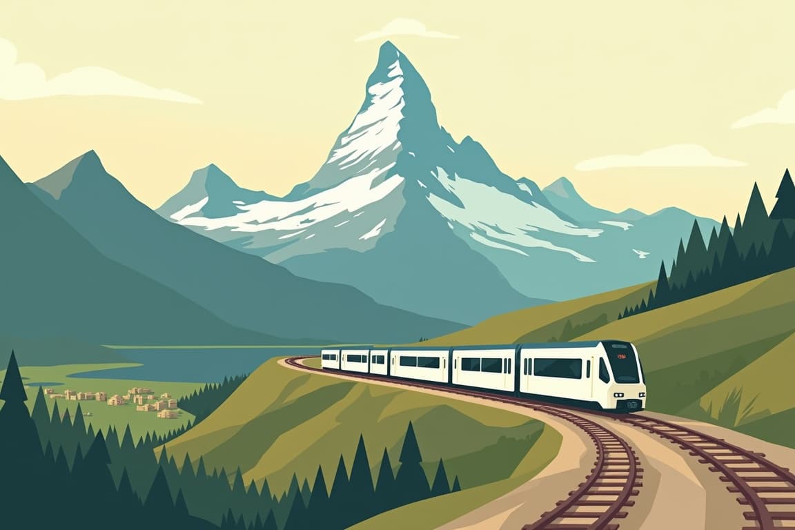 Illustration of Paris, Rome, and the Matterhorn