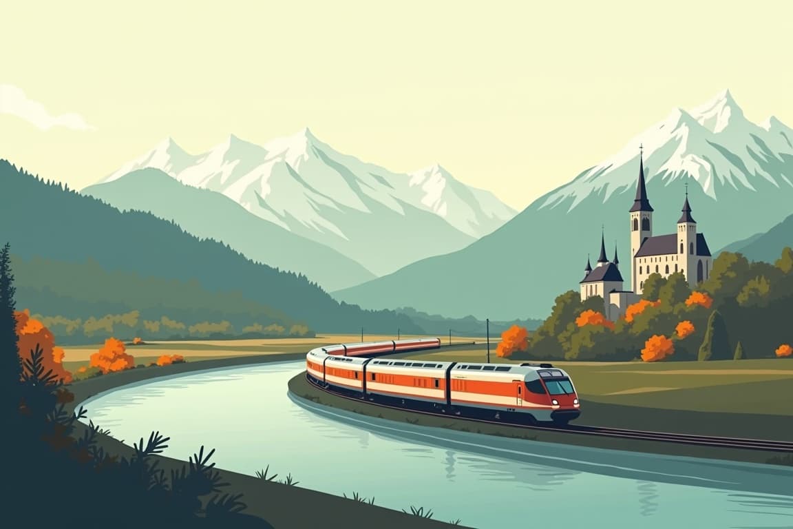 Illustration of Paris, Strasbourg, and Lucerne