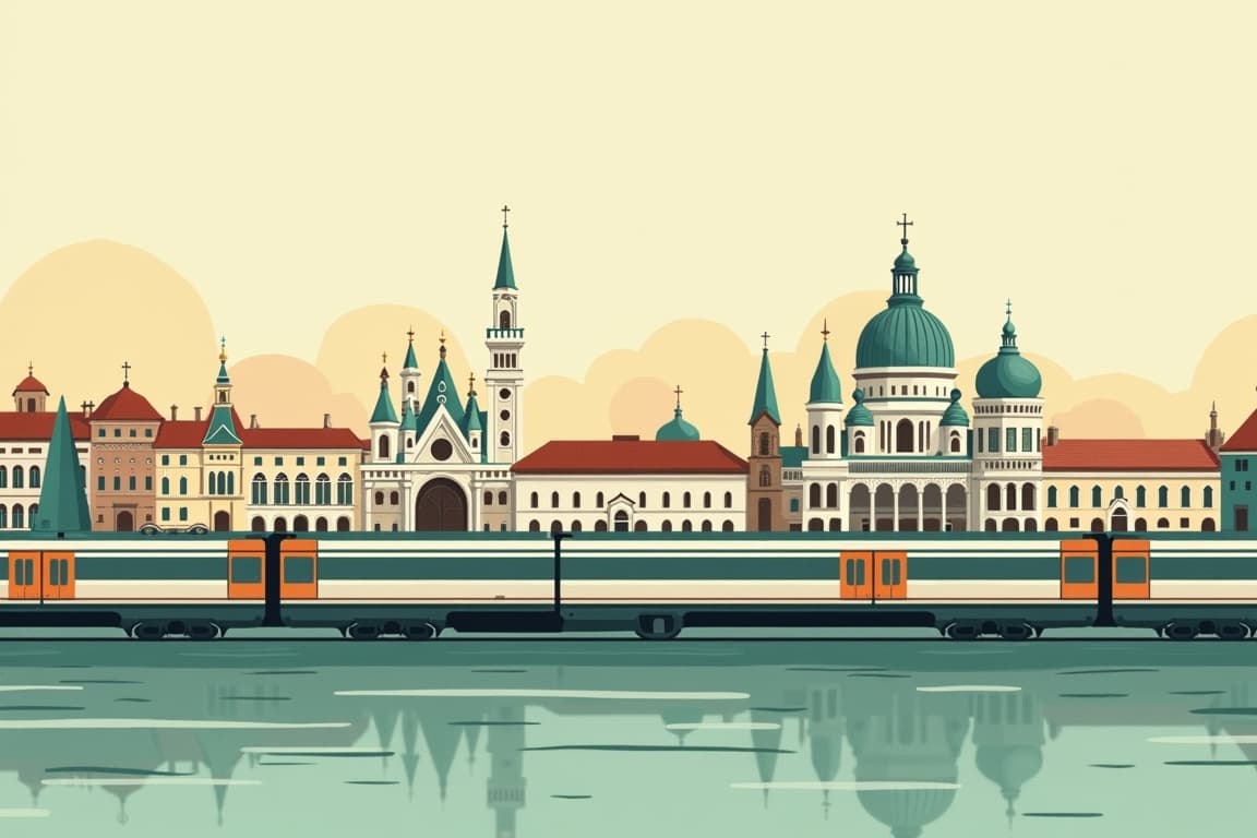 Illustration of Paris, Venice, and Vienna