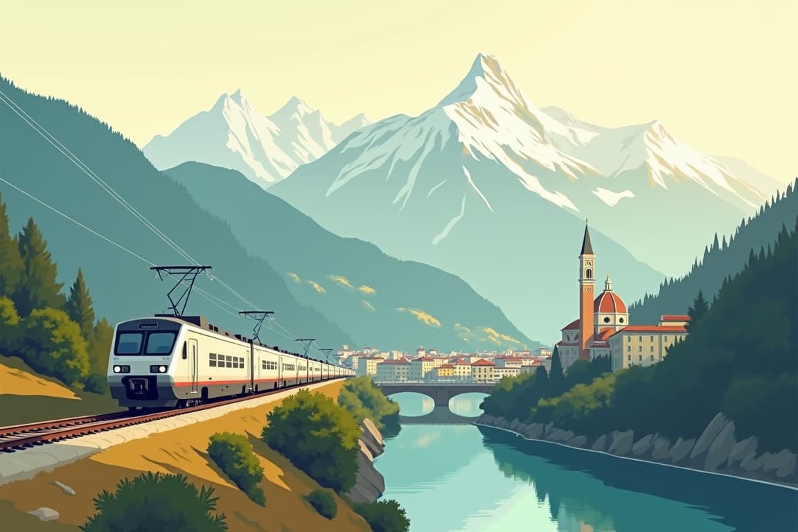 Illustration of Paris, Zurich, Florence, and Venice