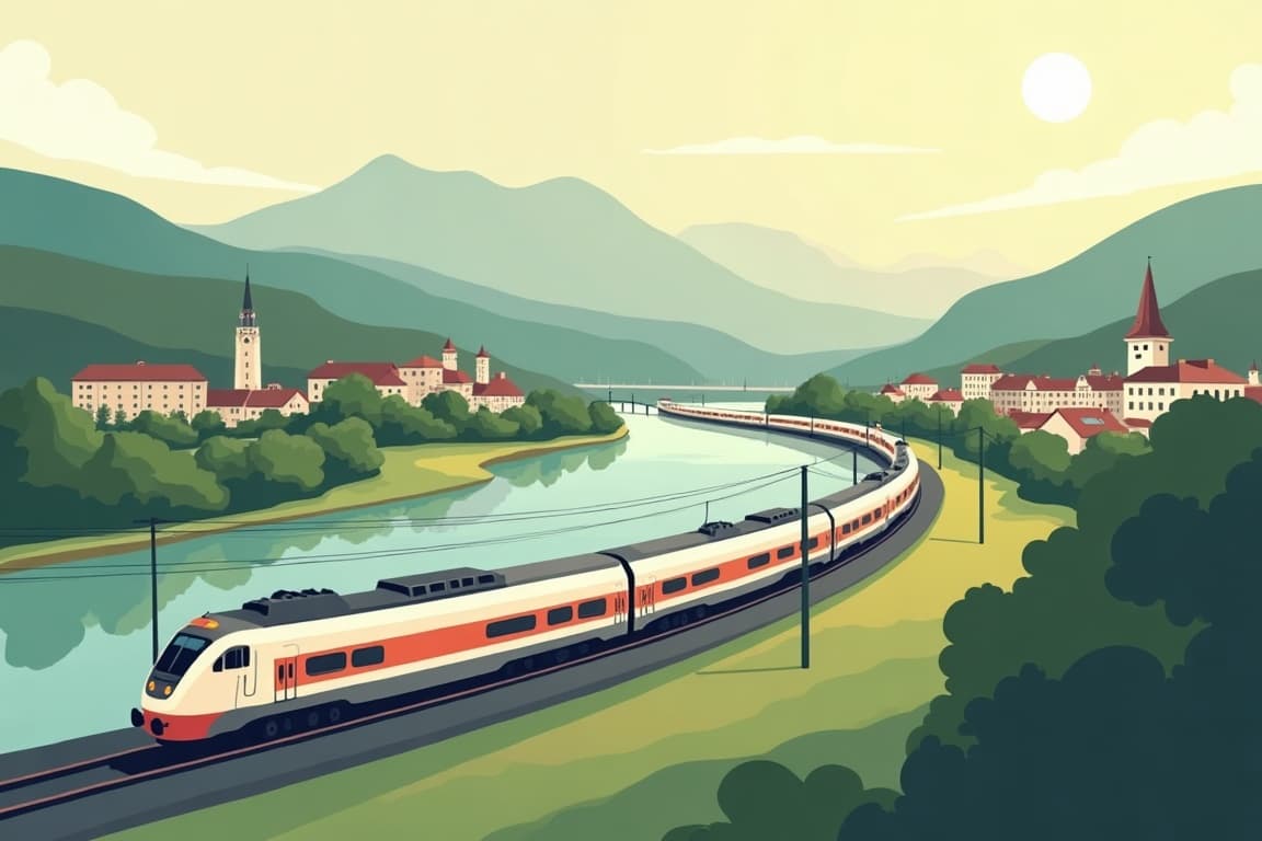 Illustration of Passau via Frankfurt and Munich
