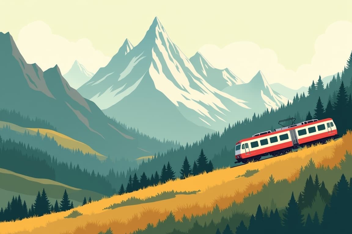 Illustration of Peaks of Switzerland from Wengen
