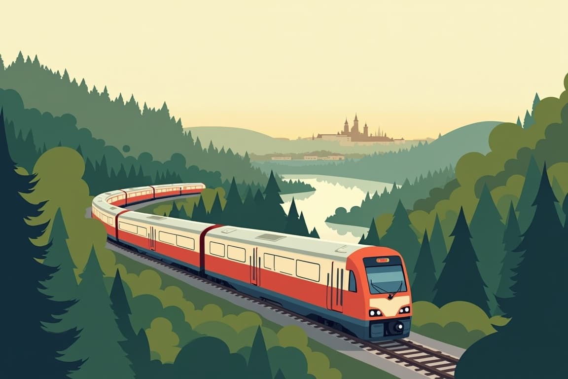 Illustration of Prague and Berlin from Passau
