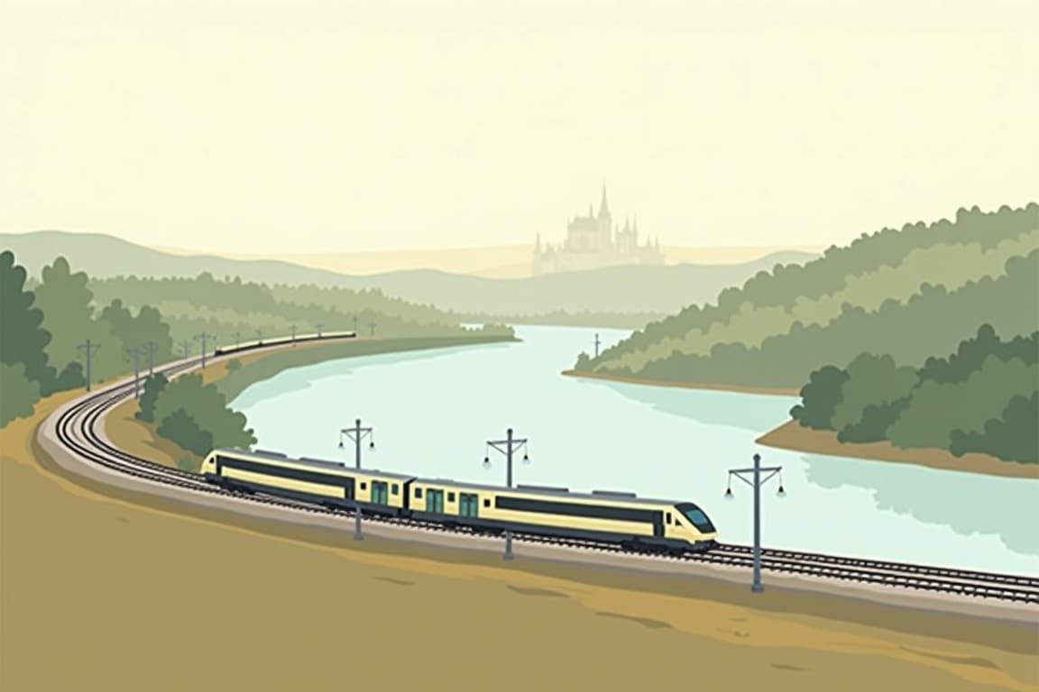 Illustration of Prague and Munich from Budapest