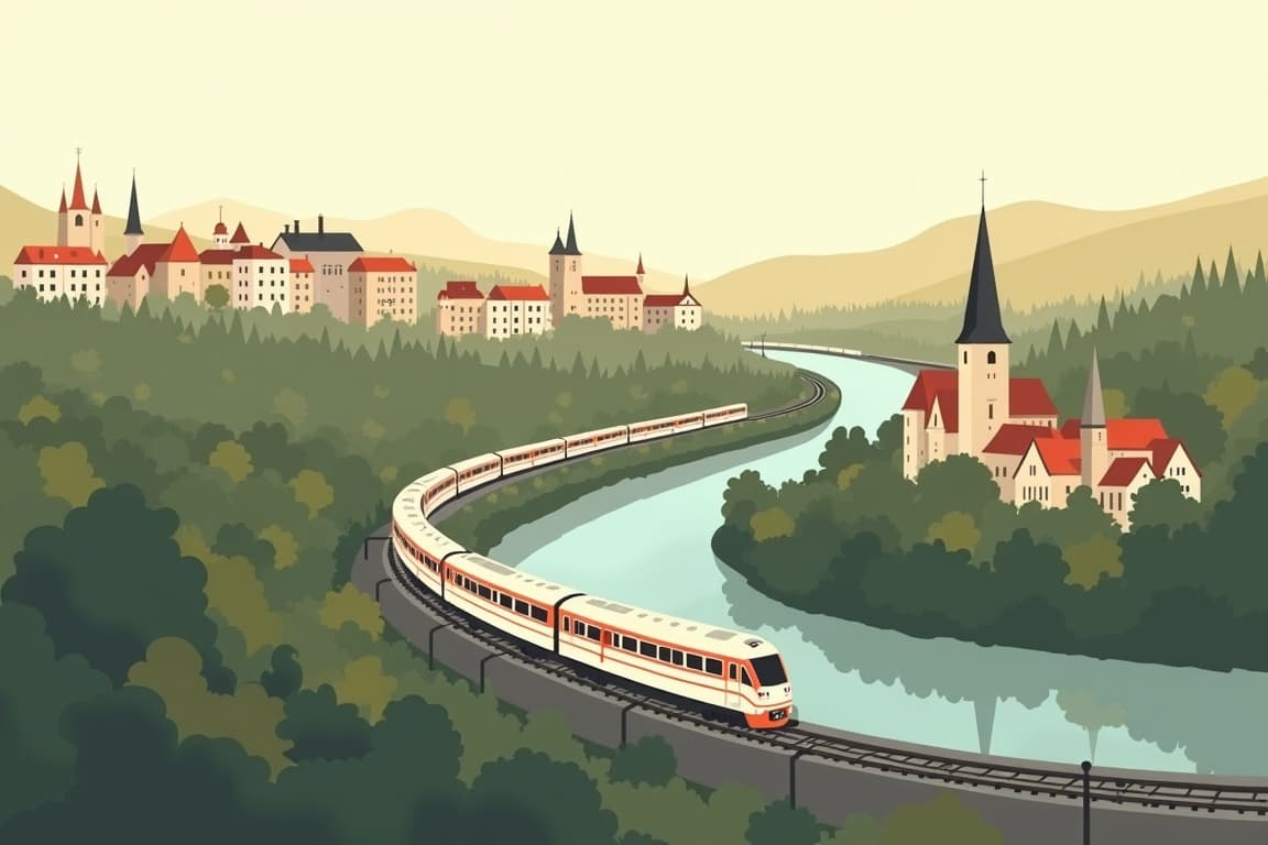 Illustration of Prague and Munich from Nuremberg