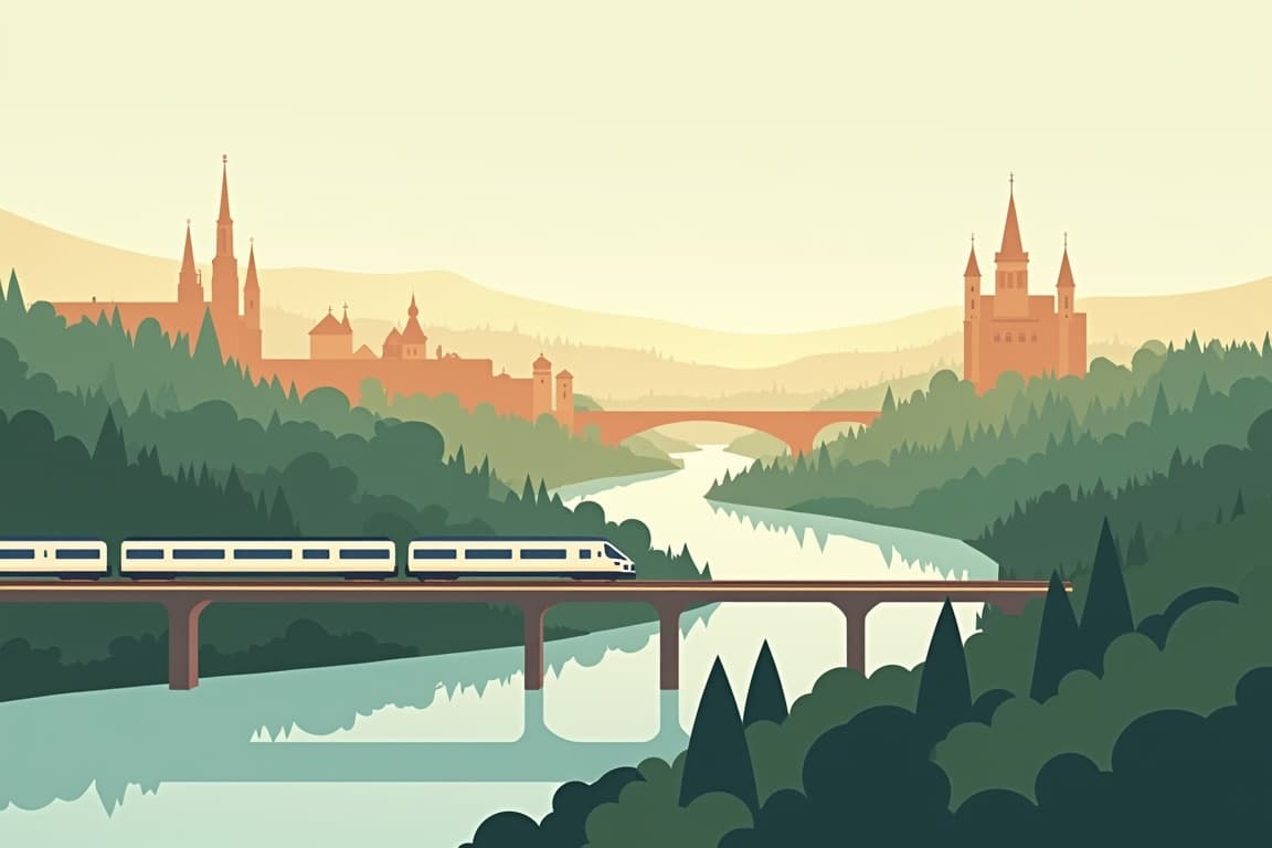 Illustration of Prague from Budapest