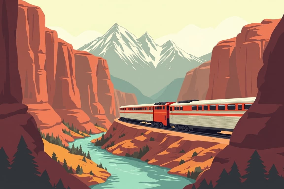 Illustration of Rails Across America The Beautiful
