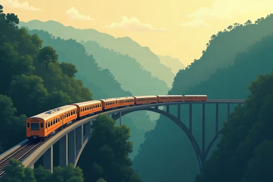 Illustration of Rails, Reefs and Rainforests