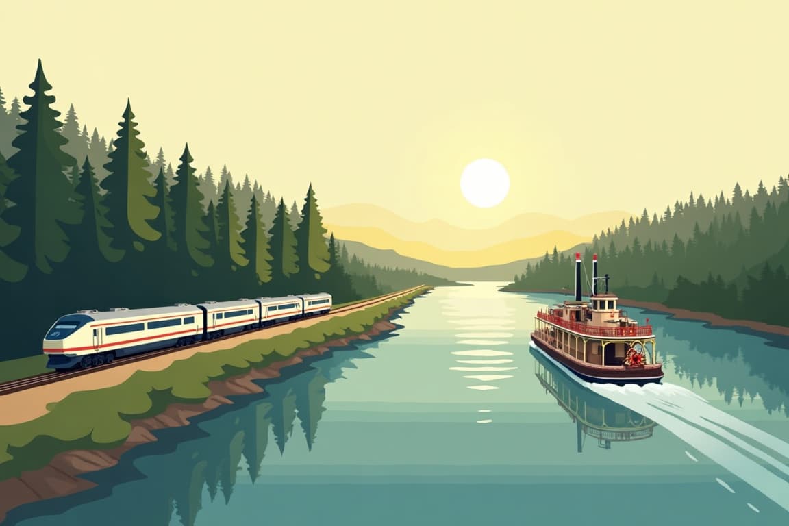 Illustration of Rails to the Bayou and Texas