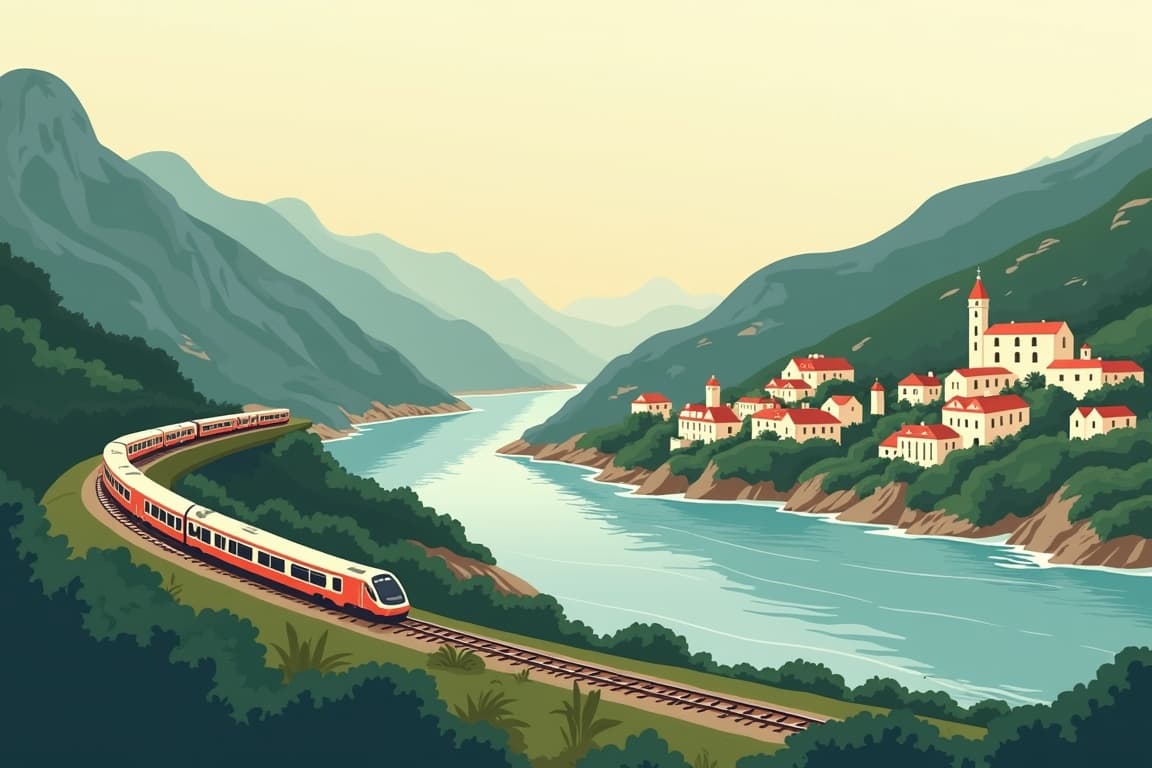 Illustration of Railways and Paradores of Galicia