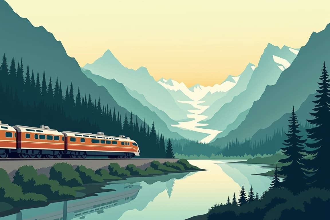 Illustration of Rocky Mountaineer & Alaska by Sea
