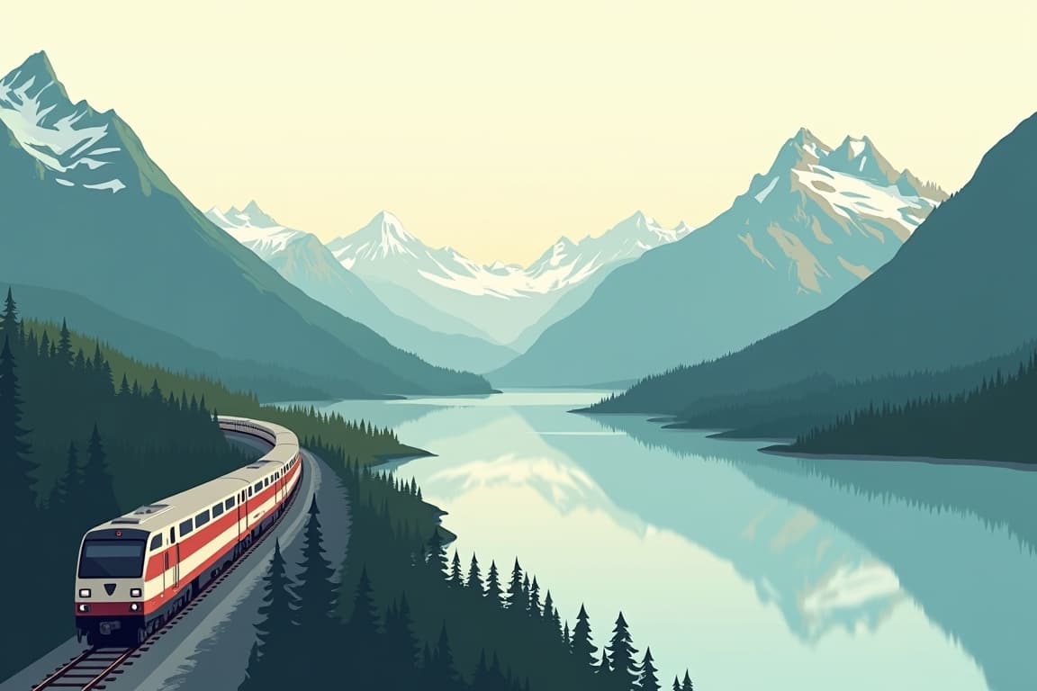 Illustration of Rocky Mountaineer & Alaska Cruise