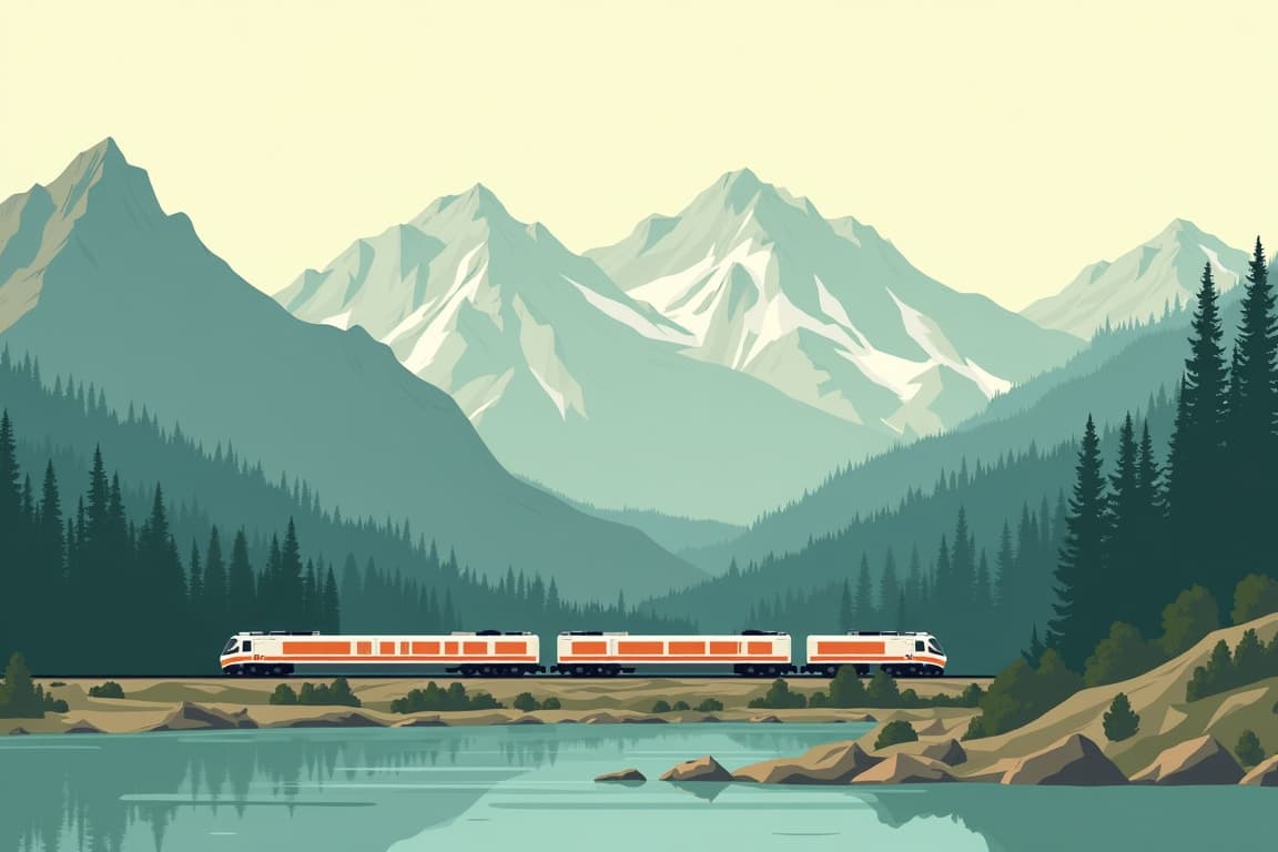 Illustration of Rocky Mountains to Yosemite