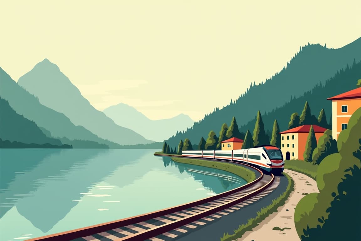 Illustration of Rome, Lake Como, Nice, and Paris