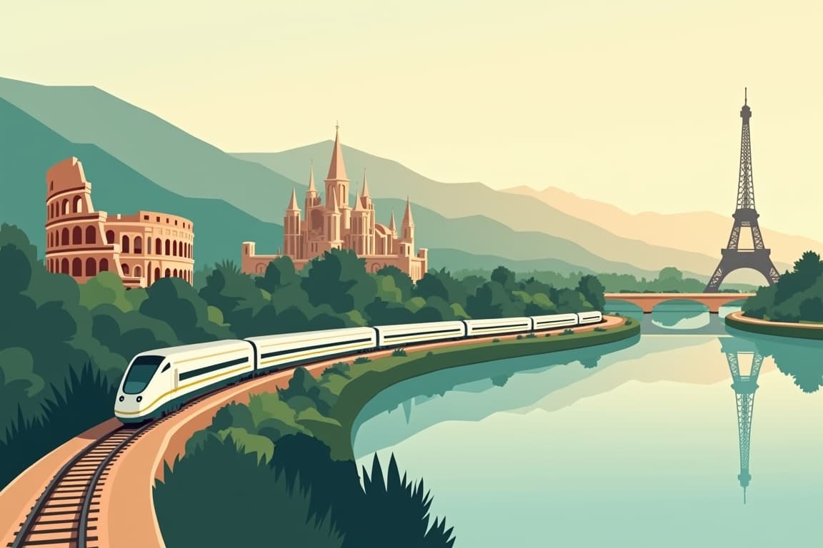 Illustration of Rome, Milan, and Paris