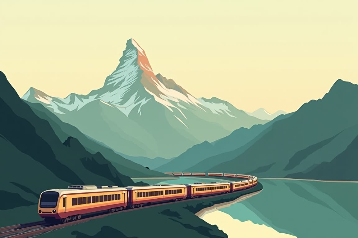 Illustration of Rome, Paris, and the Matterhorn