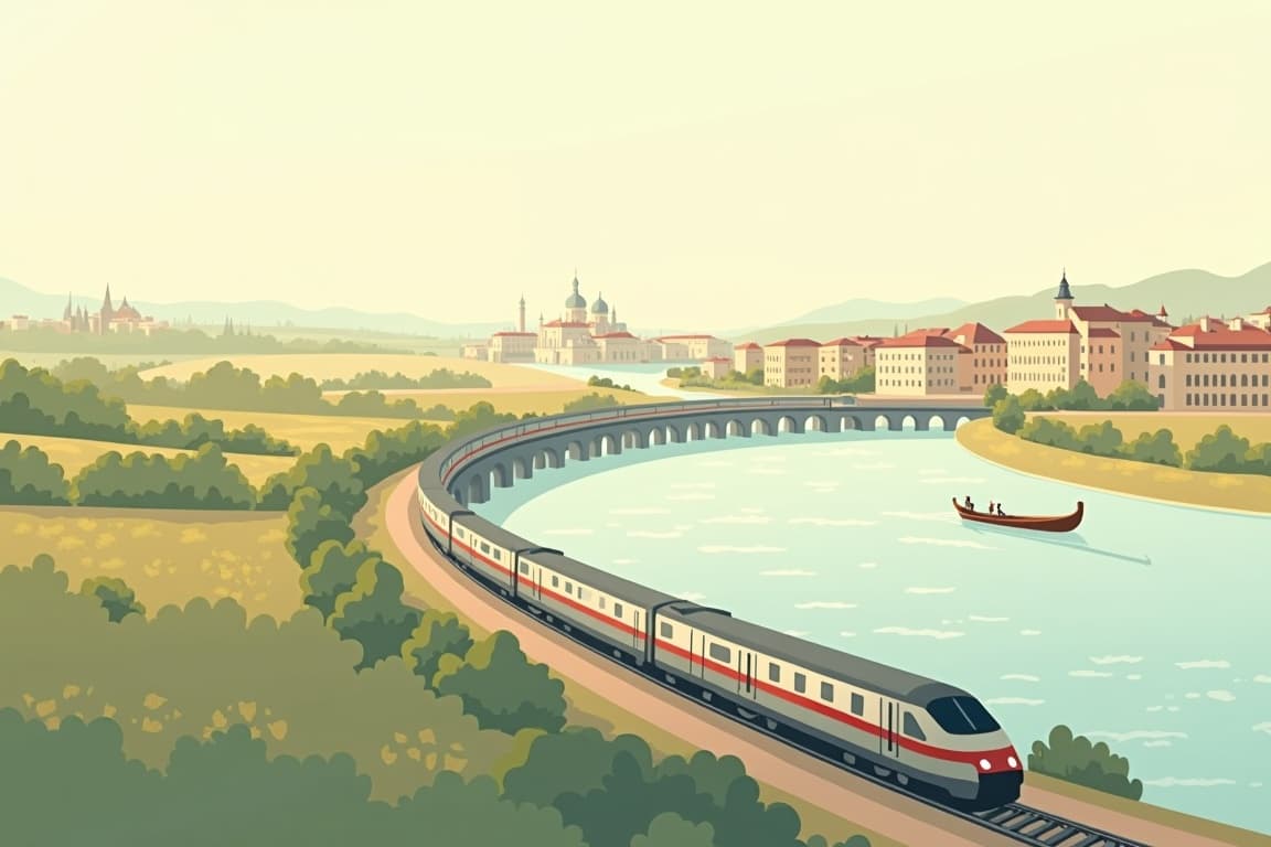 Illustration of Rome, Venice, and Milan