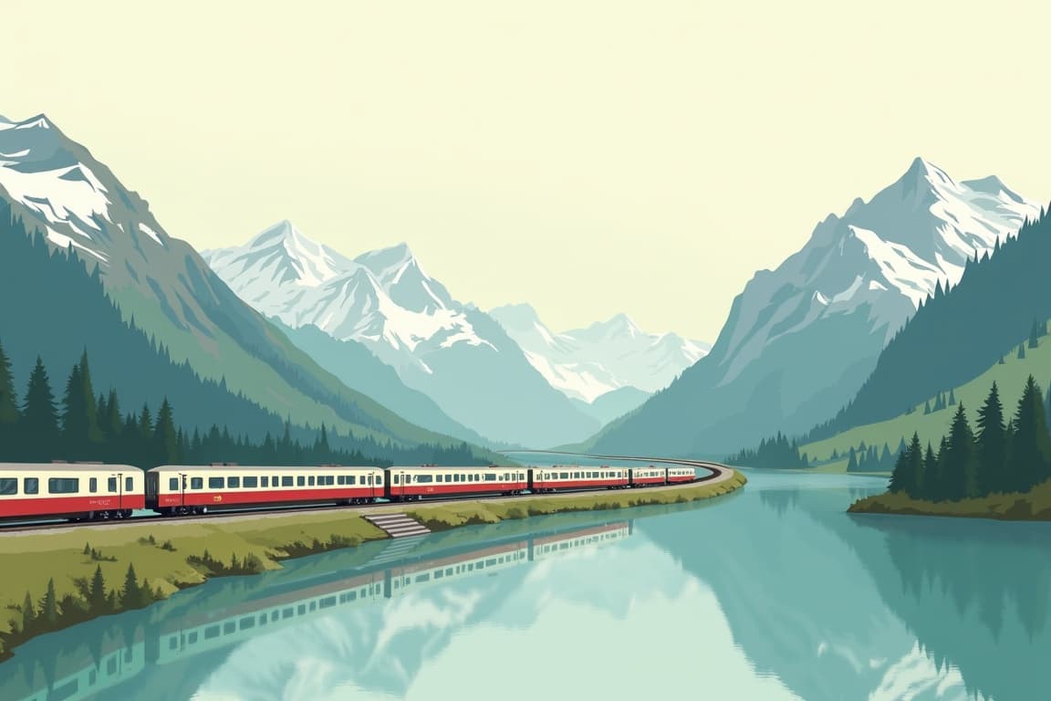 Illustration of Rome via Switzerland