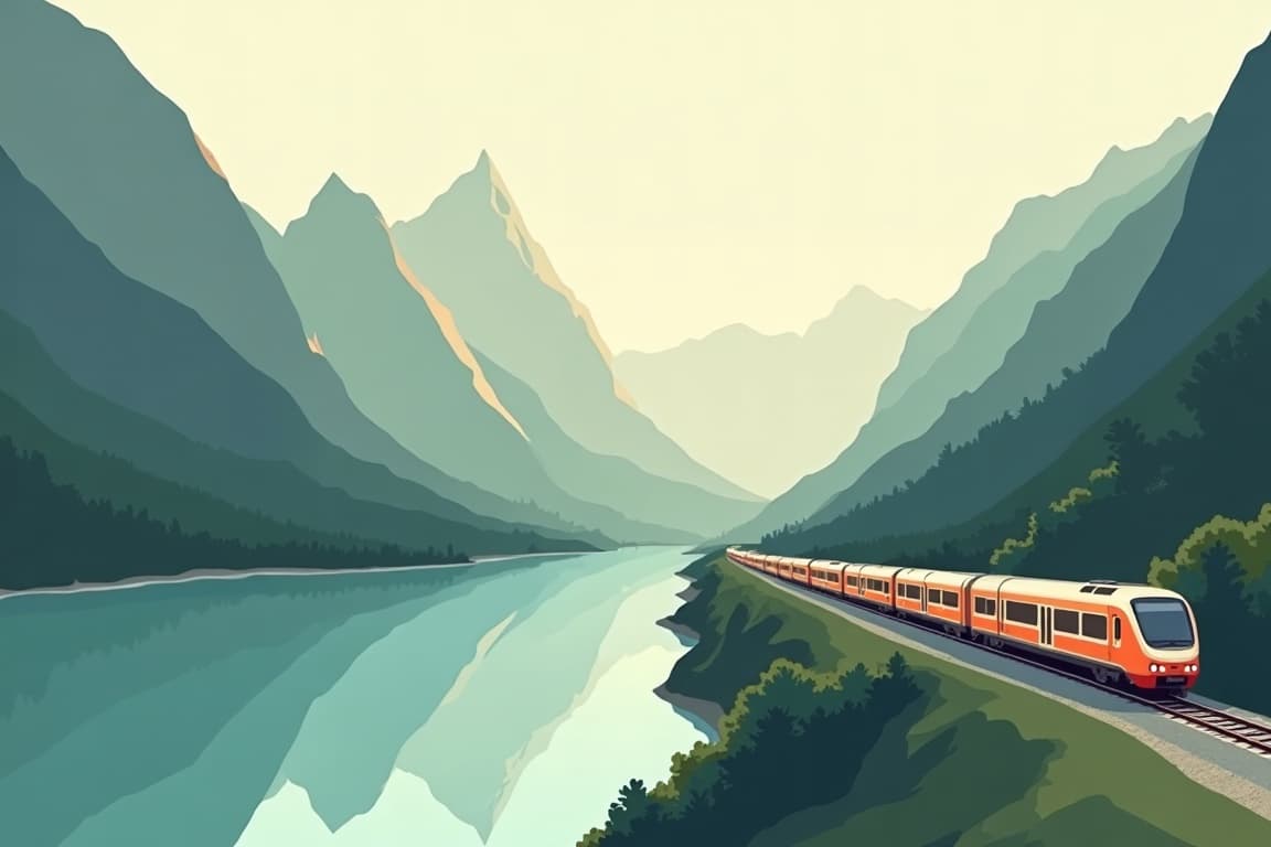 Illustration of Rome via the Alps from London