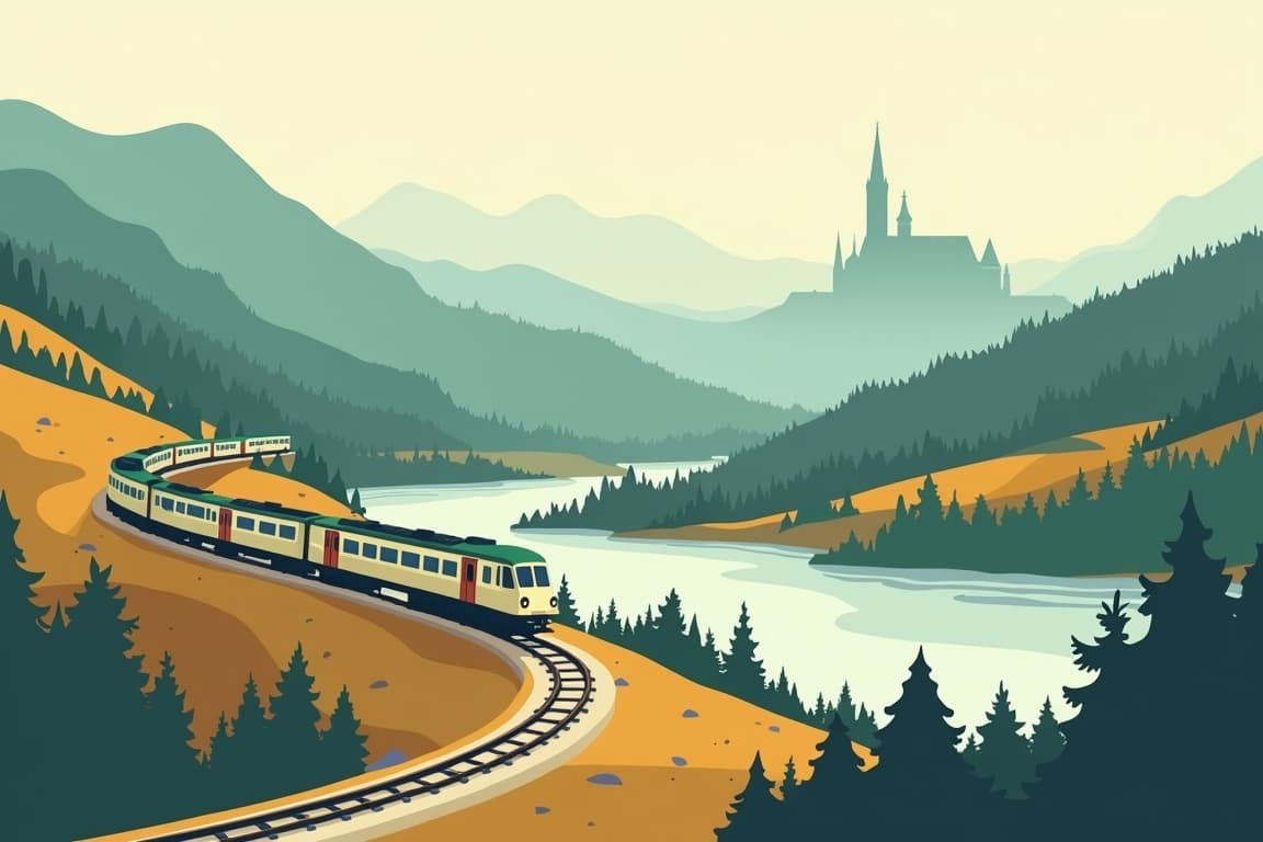 Illustration of Salzburg and Munich from Zurich