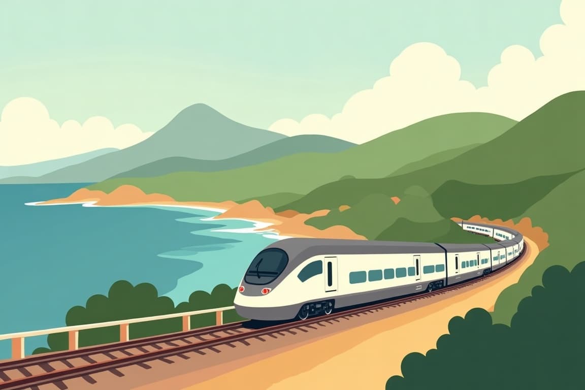 Illustration of San Sebastian by First Class rail