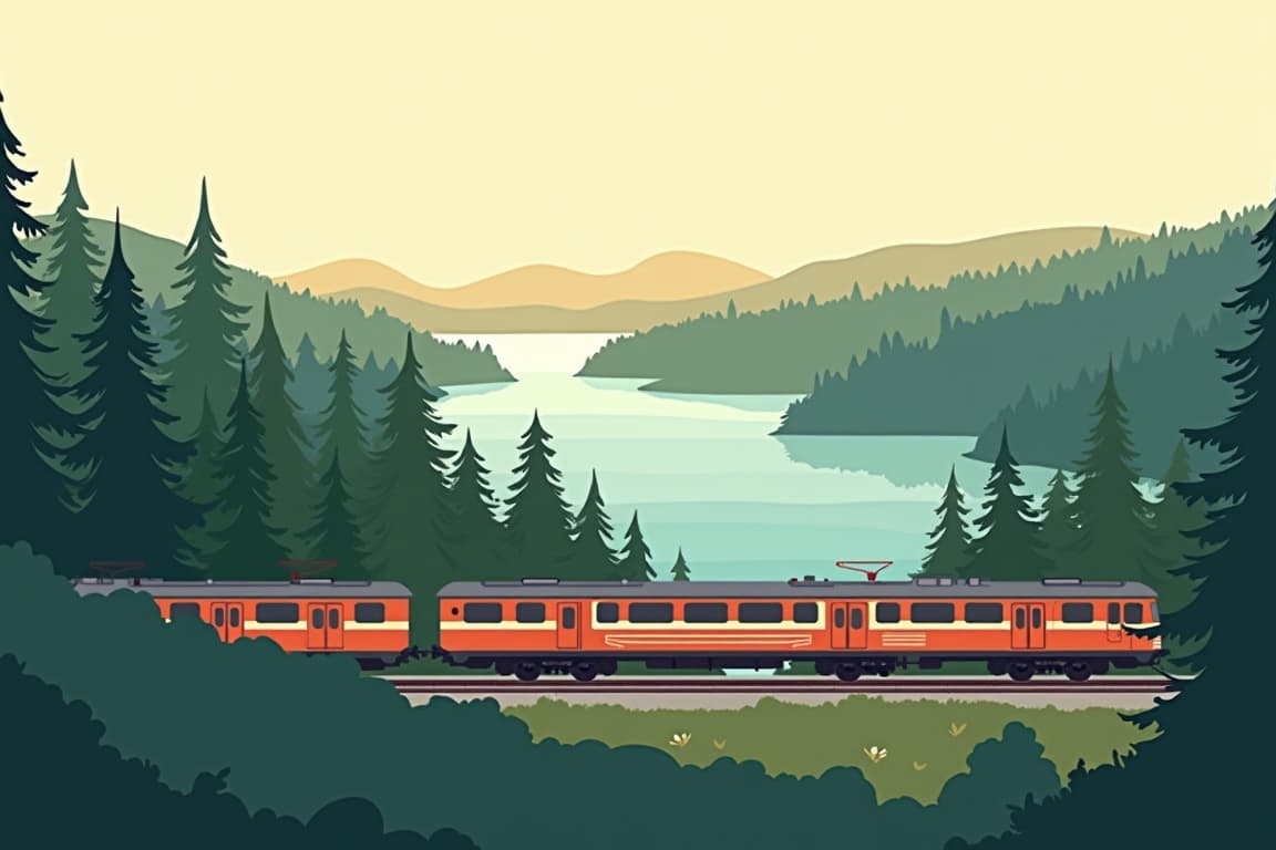 Illustration of Scandinavian Capitals by Train