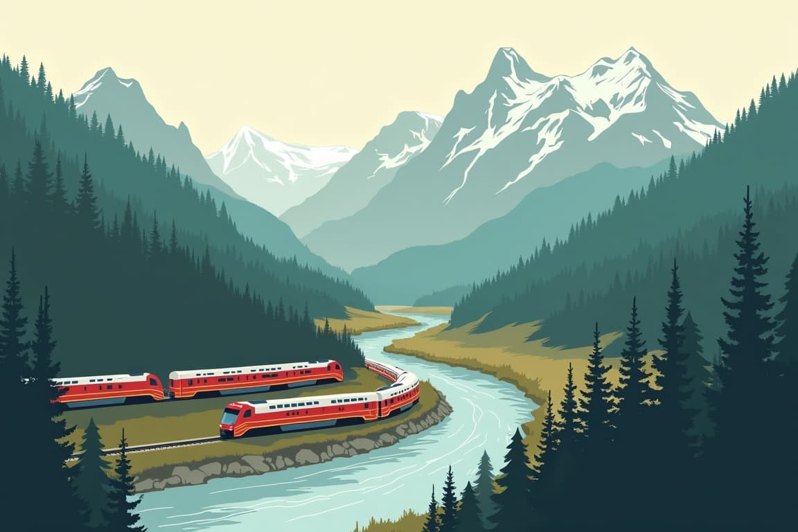 Illustration of Scenic Highlights of the Rockies