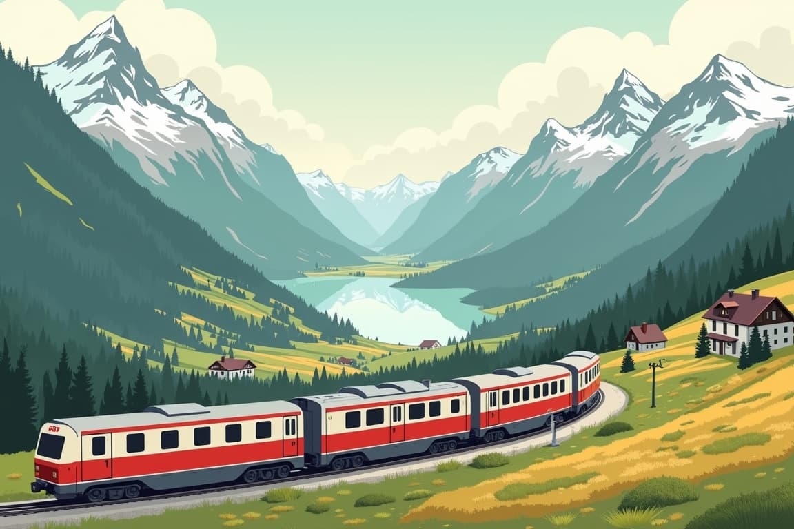 Illustration of Scenic Swiss Summits