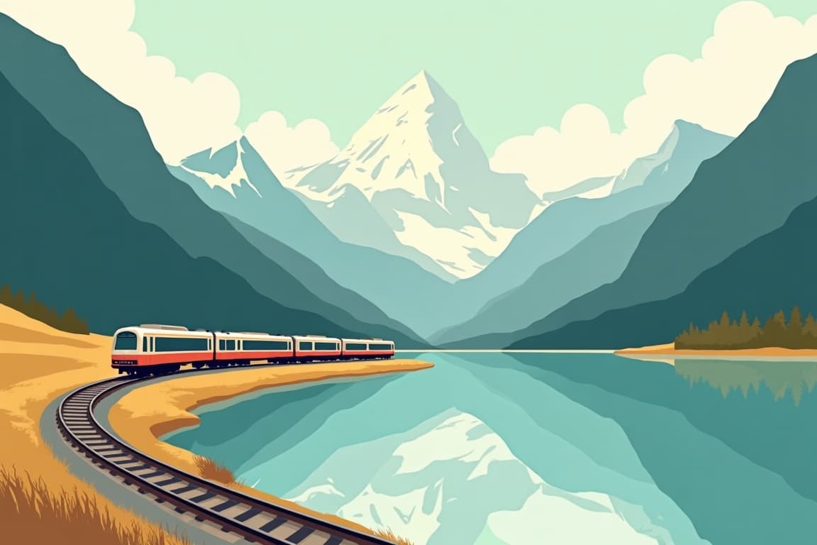 Illustration of Scenic Switzerland and Lake Como