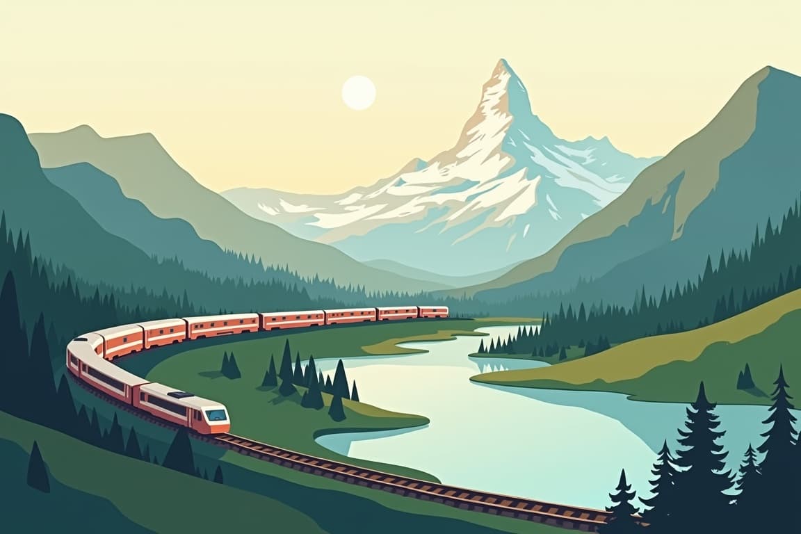 Illustration of Scenic Switzerland from Basel