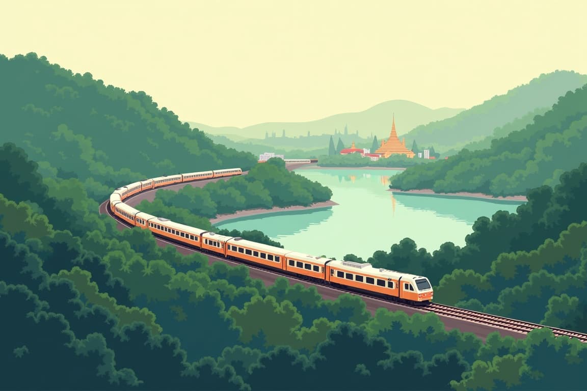 Illustration of Singapore to Bangkok by Rail