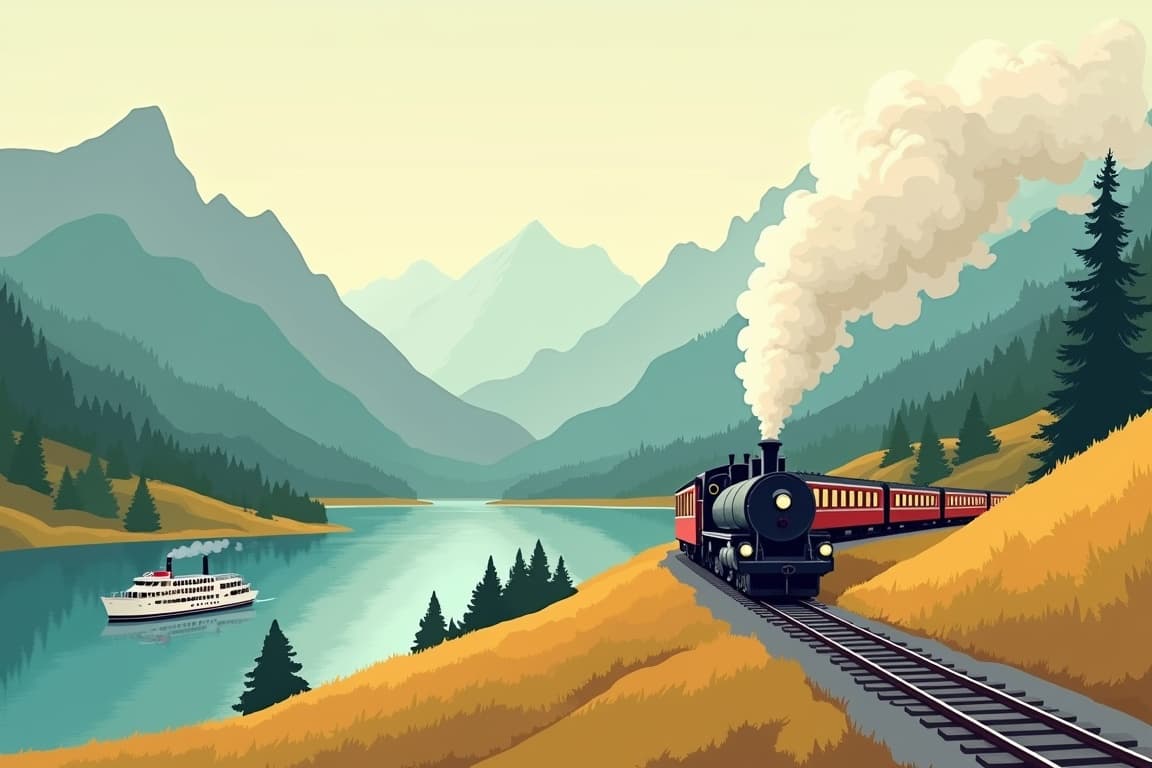 Illustration of Steam around the Austrian Lakes