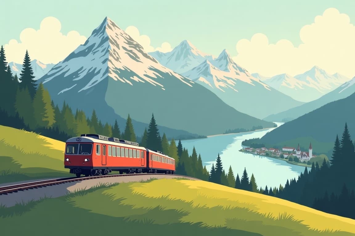 Illustration of Steam in the Austrian Alps