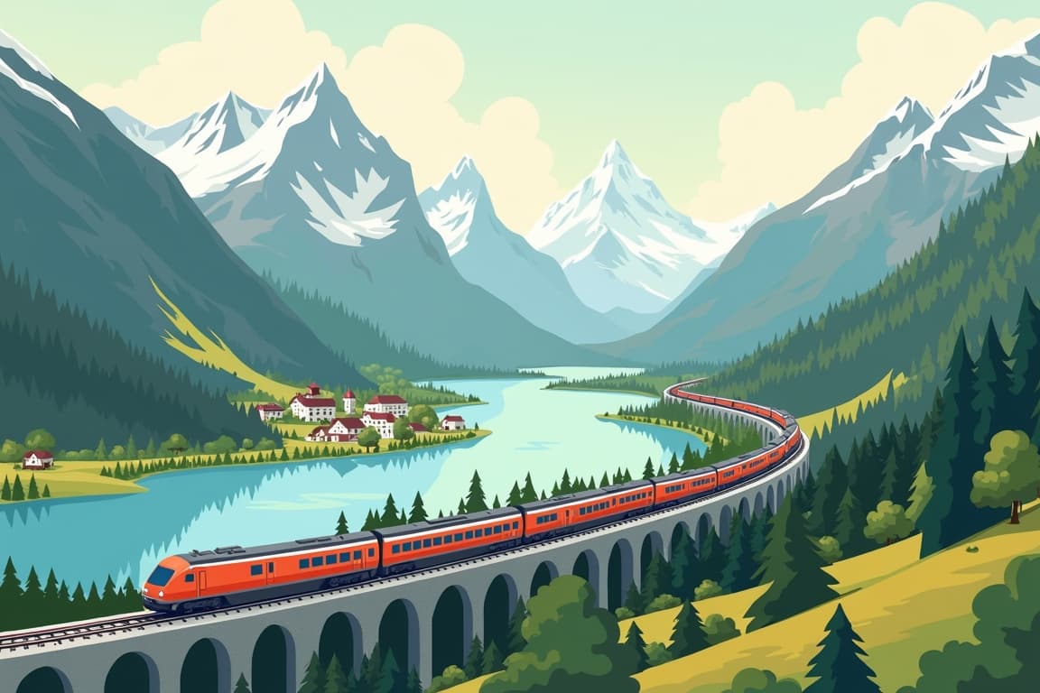 Illustration of Swiss Alpine Holiday