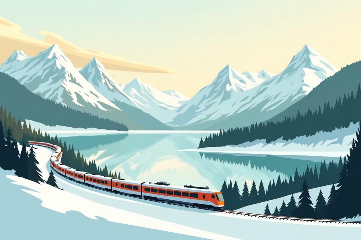 Illustration of Swiss Alps by Rail: Best of Winter