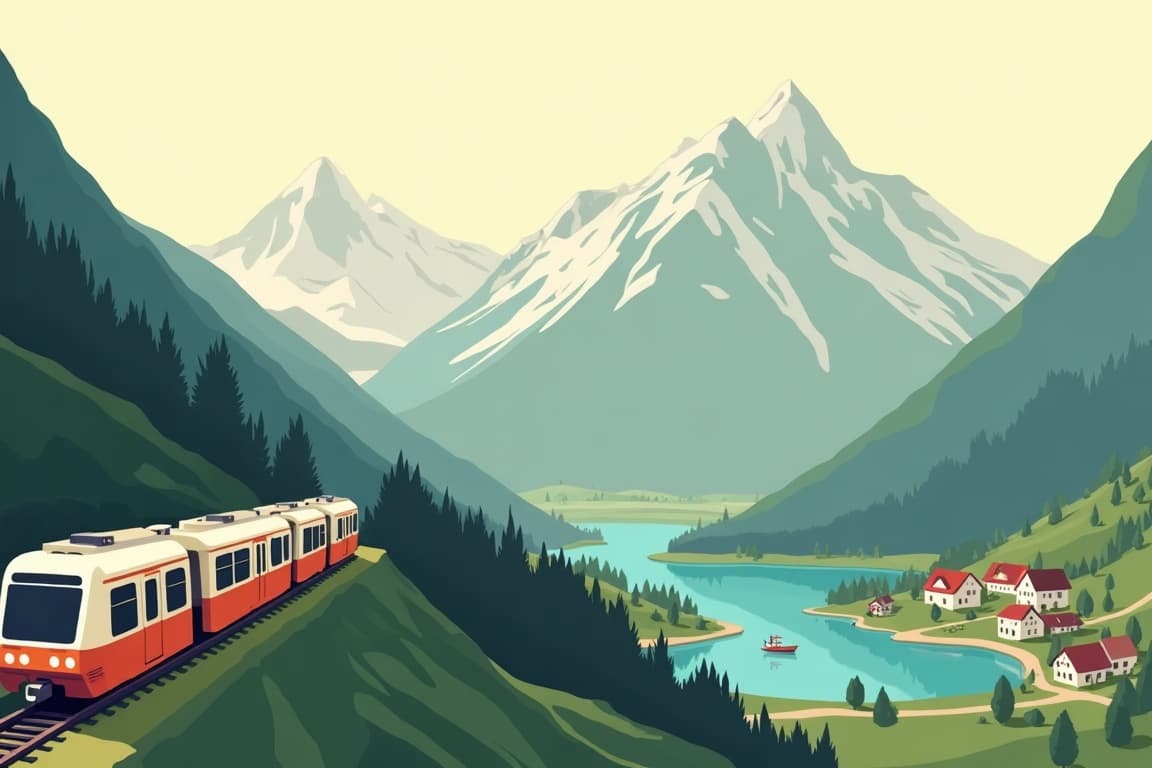 Illustration of Swiss Bernese Oberland