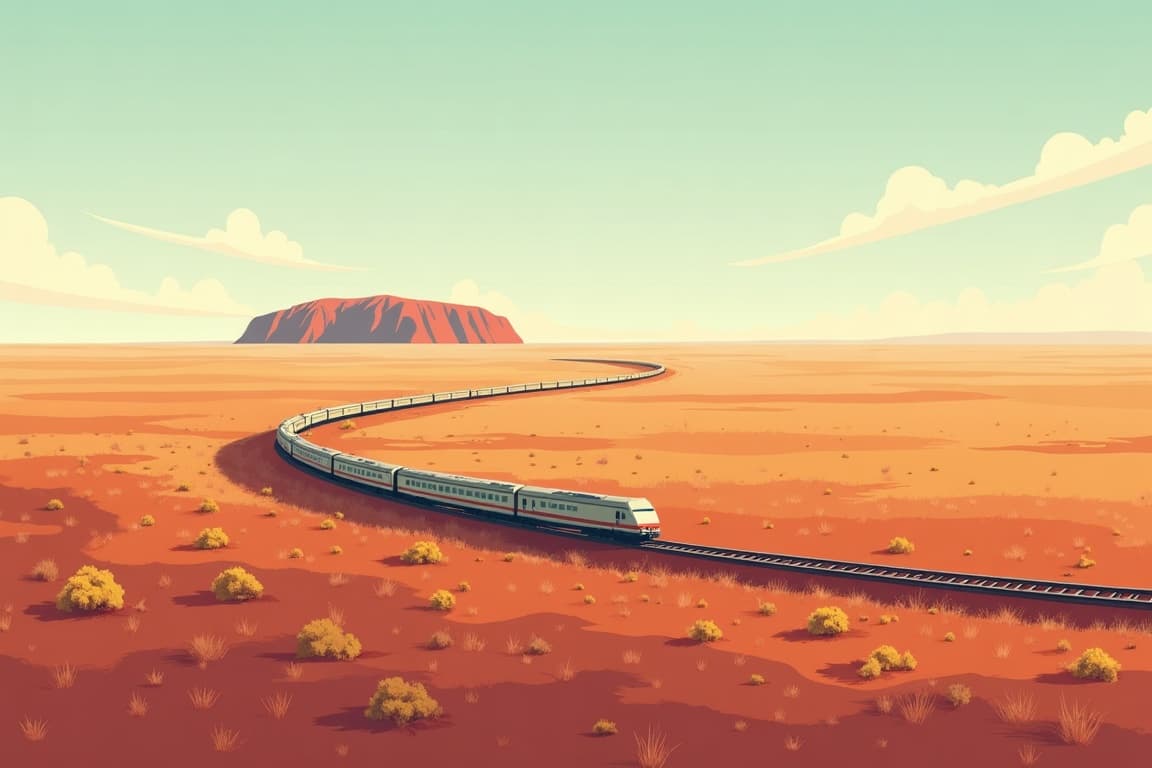 Illustration of Sydney to Alice Springs and Uluru