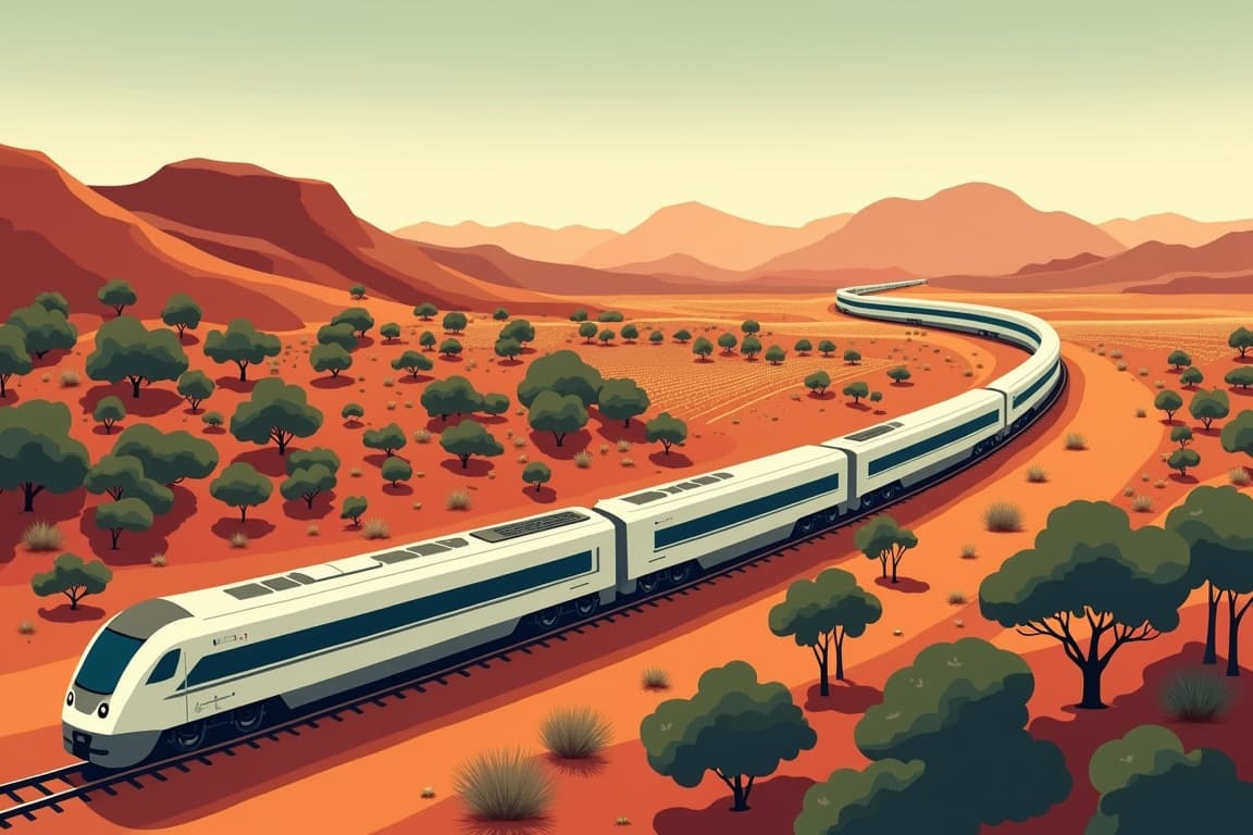 Illustration of The Indian Pacific from Perth