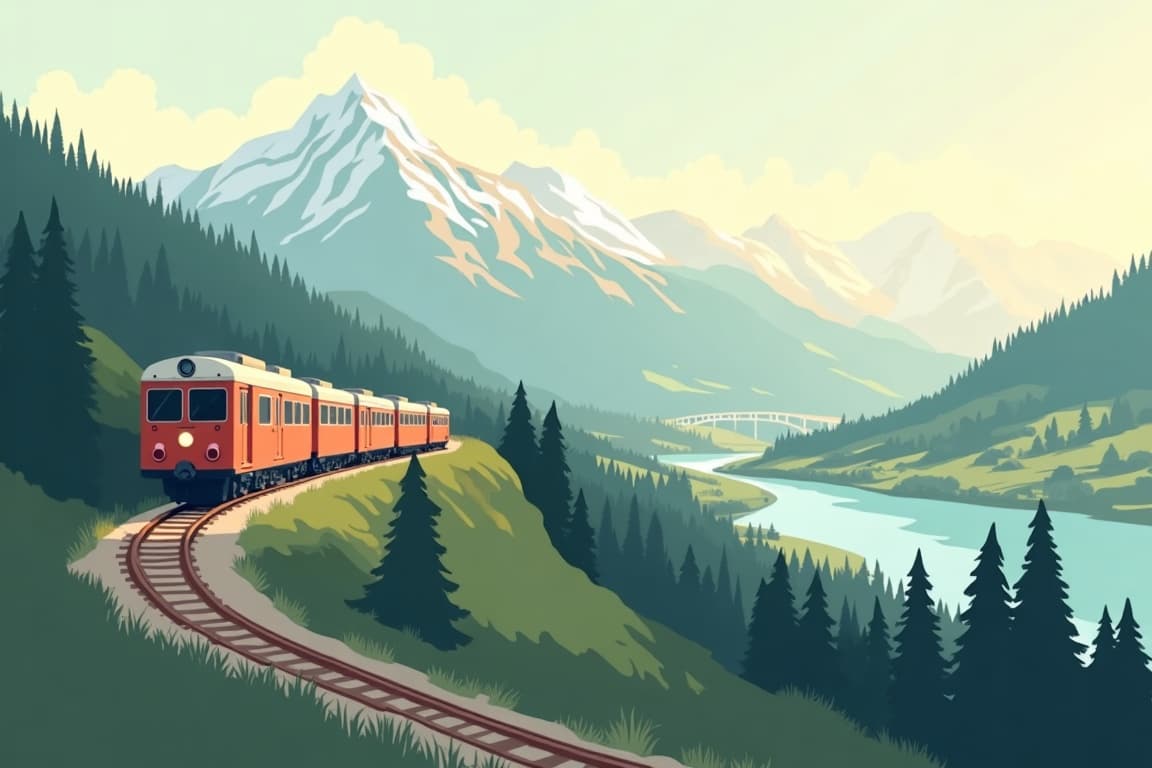 Illustration of The Swiss Mountains and Florence
