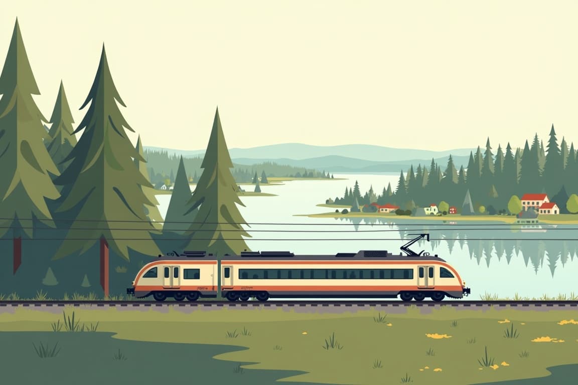 Illustration of Train journey Baltic States