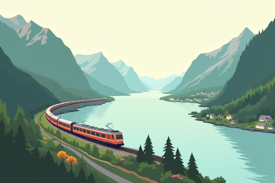 Illustration of Train journey Norway
