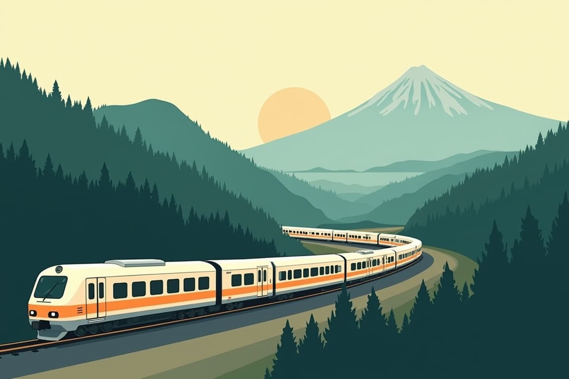 Illustration of Trains & Traditions of Japan