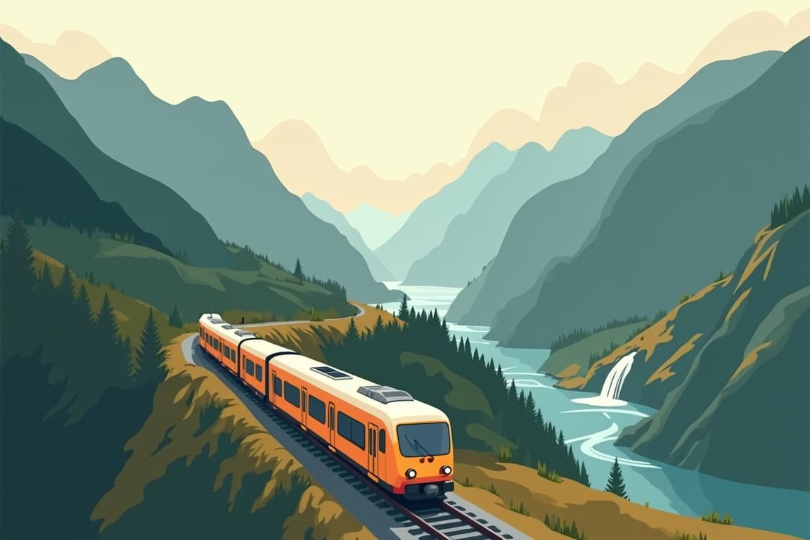Illustration of UNESCO Geirangerfjord in a Nutshell